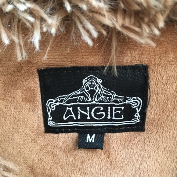 vintage y2k angie faux fur shaggy long coat duster sz m - Picture 10 of 11